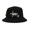S DOUBLE SHAWN SCRIPT BUCKET HAT