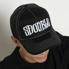 S DOUBLE MID-BLOCK CURVED PEAK TRUCKER HAT