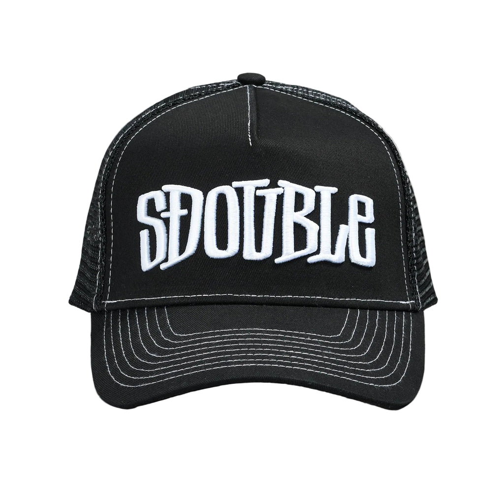 S DOUBLE MID-BLOCK CURVED PEAK TRUCKER HAT