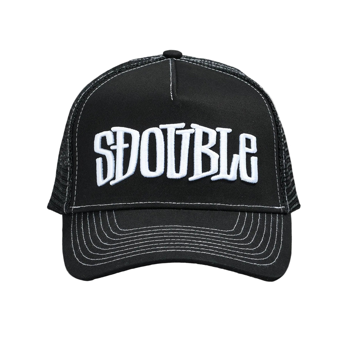 S DOUBLE MID-BLOCK CURVED PEAK TRUCKER HAT