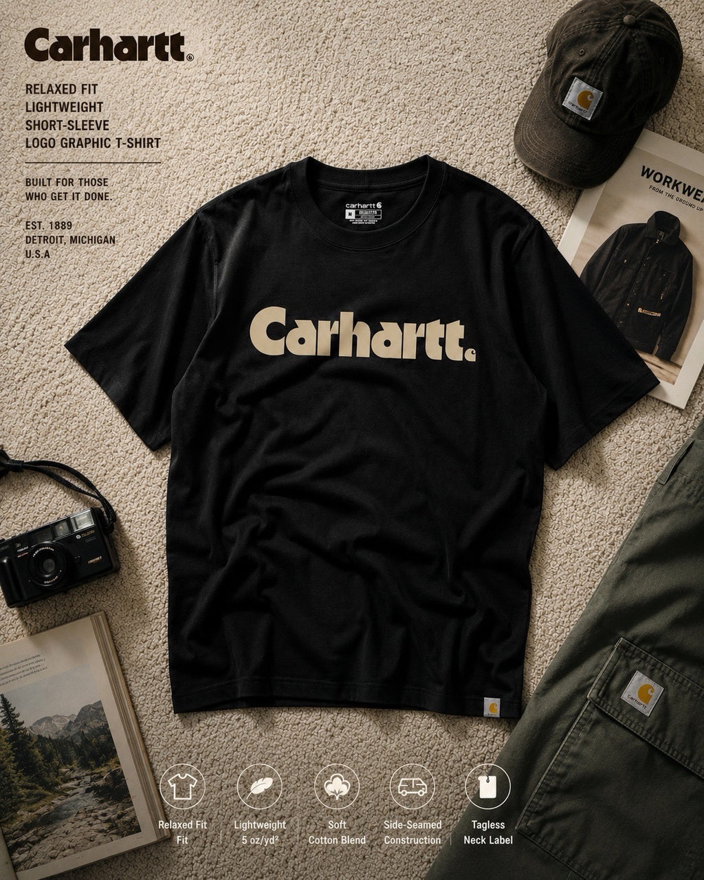 Carhartt Relaxed Fit Short Sleeve Logo Graphic Script Tshirt