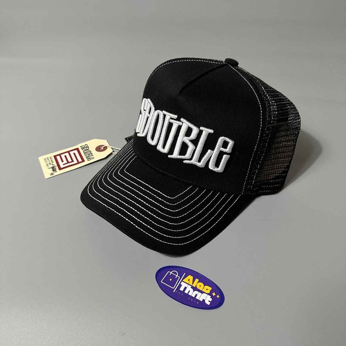 S DOUBLE MID-BLOCK CURVED PEAK TRUCKER HAT