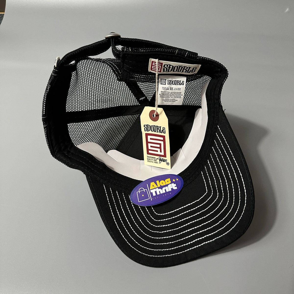 S DOUBLE MID-BLOCK CURVED PEAK TRUCKER HAT
