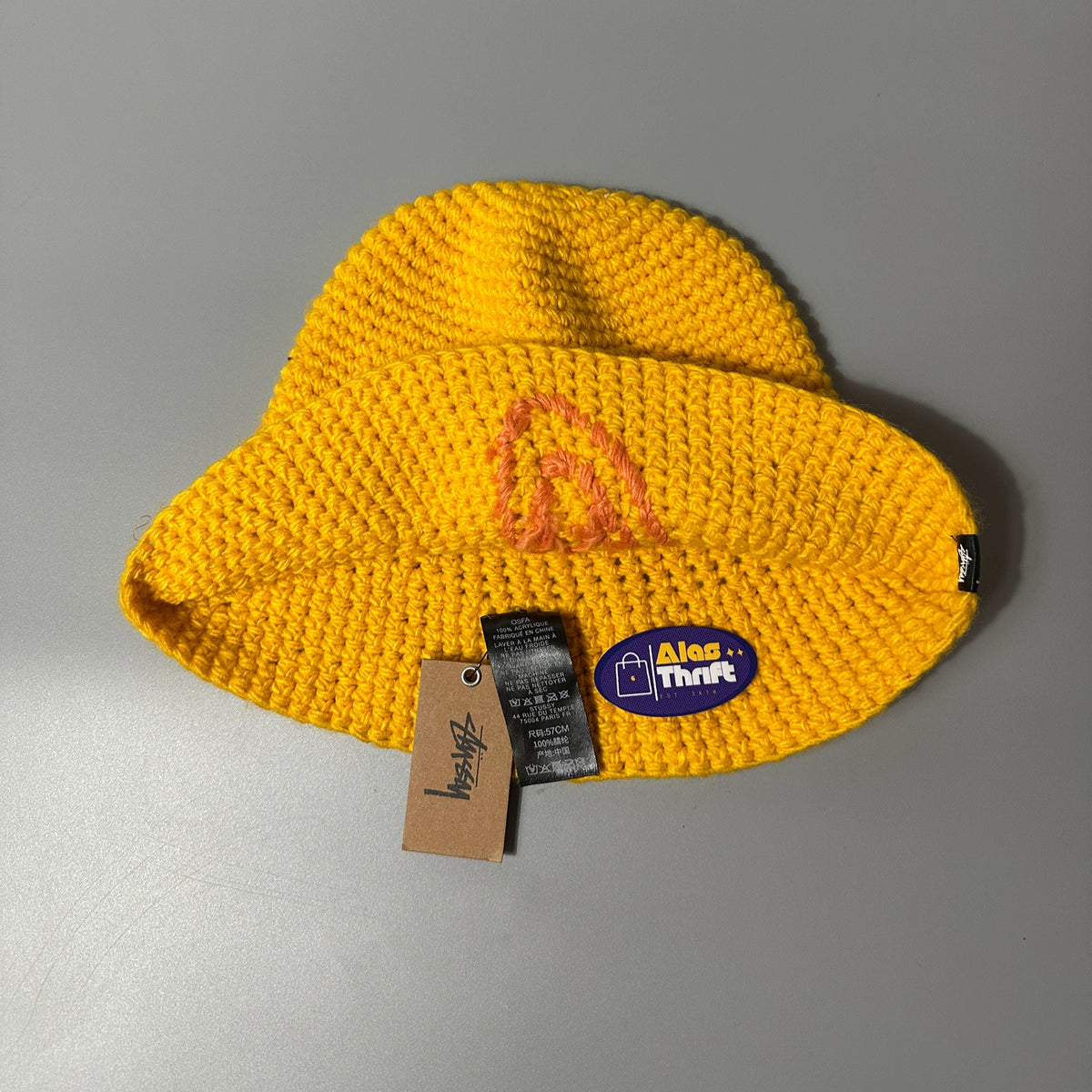 STUSSY SWIRLY S KNIT BUCKET HAT