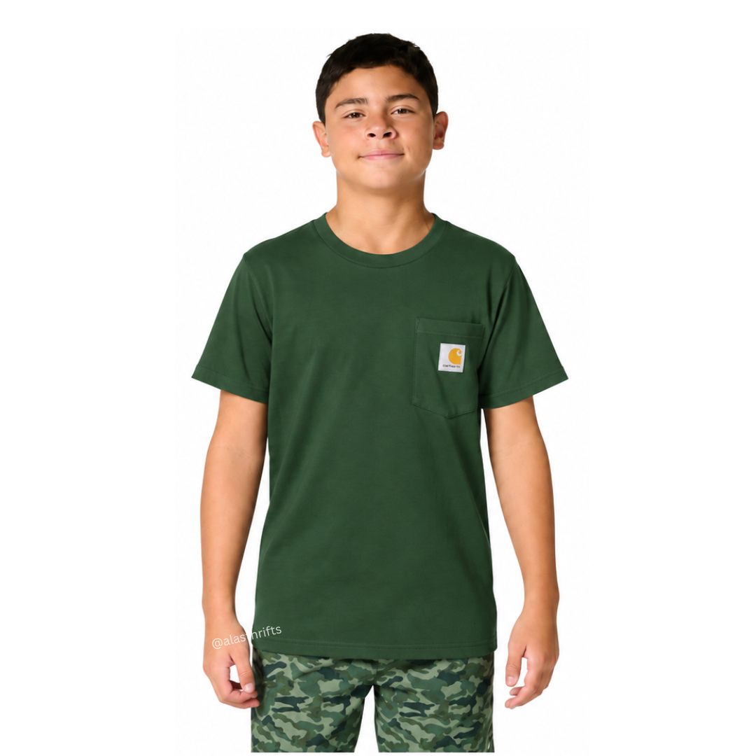 Carhartt CA6736 Boys Short-Sleeve Pocket T-Shirt - Dark Green (Rare)